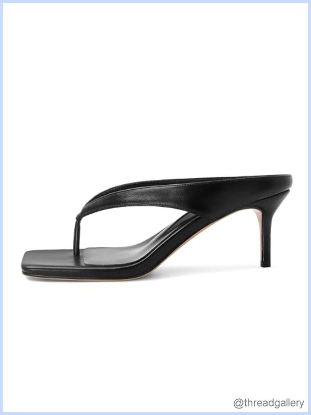 Kitten Heel Thong Sandals Square Toe Slip On Slide Heels